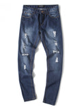 Men's Summer Classic Casual Dark Blue Ripped Jeans