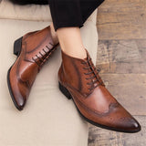 Men's Split Leather Pointed Toe Ankle Boots