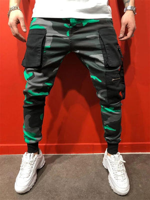 Casual Sporty Hip Hop Camouflage Printed Slim Pants For Men