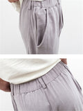 Men's Solid Color Linen Pants With Pockets