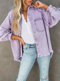 Women's Fashion Raw Edge Single Breasted Sweet Denim Coats