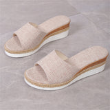 Women's Outer Wear Elegant Thick Bottom Wedge Heel Cloth Slippers