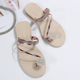 Super Cute Toe Ring Flat Heel Rhinestone Beach Sandals