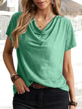 Summer Women's Loose Pullover U Neck Short Sleeve Casual T-shirts