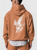 Spring Autumn Stylish Casual Printed Orange Hoodie Mens