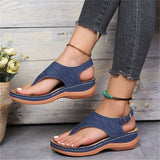 Casual Comfy Buckle Strap Wedges Thong Sandals for Women