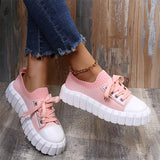 Fashion Thick Sole Round Toe Lace-Up Leisure Shoes