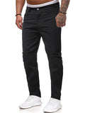 Men's Classic Black Street Slim Fit Cozy Ripped Denim Pants