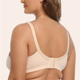 Women Plus Size Deep Plunge Comfy Cotton Bras - Apricot