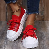 Fashion Thick Sole Round Toe Lace-Up Leisure Shoes