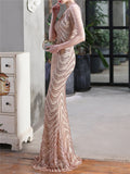 Graceful Sequins Fishtail Solid Color Sleeveless Evening Dresses