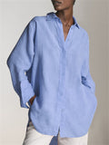 Women's Casual Loose Cotton Linen Button Down Blouses for Spring