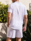 Men's Short Sleeved Buttons Up Summer Beach Linen Sets