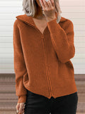 Casual Warm Simple Full Zip Sweater for Women