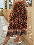 Graceful Printed High Waist Split Skirts