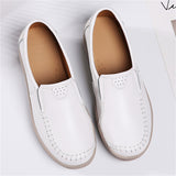 Korean Style Women Walking Leather Plus Size Round Toe Loafers