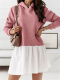 Women's Sweet Leisure Solid Long Sleeve Hooded Dresses