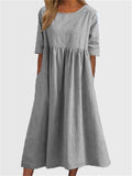 Women's Cozy Cotton Linen Tunic Dress