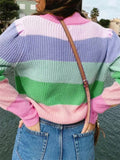 Casual Contrast Color Turtle Neck Sweaters