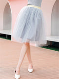 Casual Pretty Knee-Length One Size Tulle Skirts With Decorated Little Stars