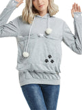 Stylish Cute Cat Paw Printed Ladies Pullover Hoodies