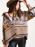 Ethnic Style Aztec Print Woolen Jackets for Women