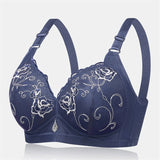 Women's Wireless Floral Embroidered Comfy Bras - Black