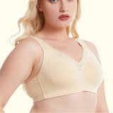 Women Plus Size Deep Plunge Comfy Cotton Bras - Gray