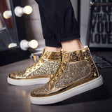 Hip Hop Waterproof Lace Up Sequin Rivet Boots for Men