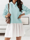 Women's Sweet Leisure Solid Long Sleeve Hooded Dresses