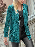 Women's Casual Lapel One Button Velvet Blazer