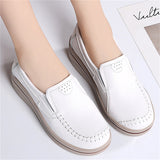 Korean Style Women Walking Leather Plus Size Round Toe Loafers