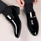 Business Pointed Toe Slip-on Patent Leather Men's Dress Shoes