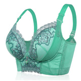 Women's Plus Size Lace Patchwork Wireless Full Coverage Bras - Green