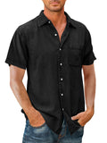 Summer Relaxed Lapel Short Sleeve Button Down Shirts for Men