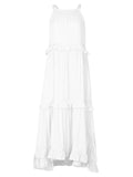 Romantic Ruffles Swing Sleeveless Halter Maxi Dress for Women