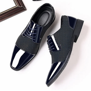 Men's Wedding Party Soft Rubber Sole Block Heel Dress Shoes