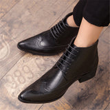 Men's Split Leather Pointed Toe Ankle Boots