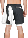 Male Drawstring Gym Training Double Layer Shorts