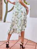 Floral Printed Irregular Hem Chiffon Skirts