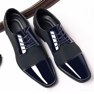 Men's Wedding Party Soft Rubber Sole Block Heel Dress Shoes