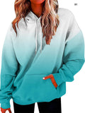 Women's Casual Gradient Color Hooded Pullover Sweatshirt