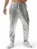 Shiny Stretchy Mid Waist Trendy Party Pants for Men