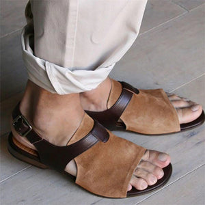 Summer Male Contrast Color Flat Heels Open Toe Sandals