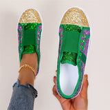 Women's Slip on Sequined Patchwork Flat Sneaker Shoes