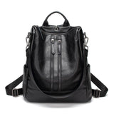 Women's Soft Leather Travel Leisure Multi-function Backpack