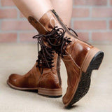 Cool Vintage Back Zipper Lace-Up Mid-calf Boots