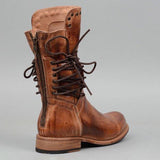 Cool Vintage Back Zipper Lace-Up Mid-calf Boots
