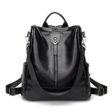 Women's Soft Leather Travel Leisure Multi-function Backpack