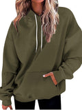 Simple Ladies Solid Color Long Sleeve Hoodies